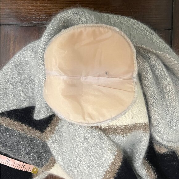 Vintage Crew Neck Argyle Sweater Silk Angora Lambswool Black White Gray Soft Med - Picture 7 of 7